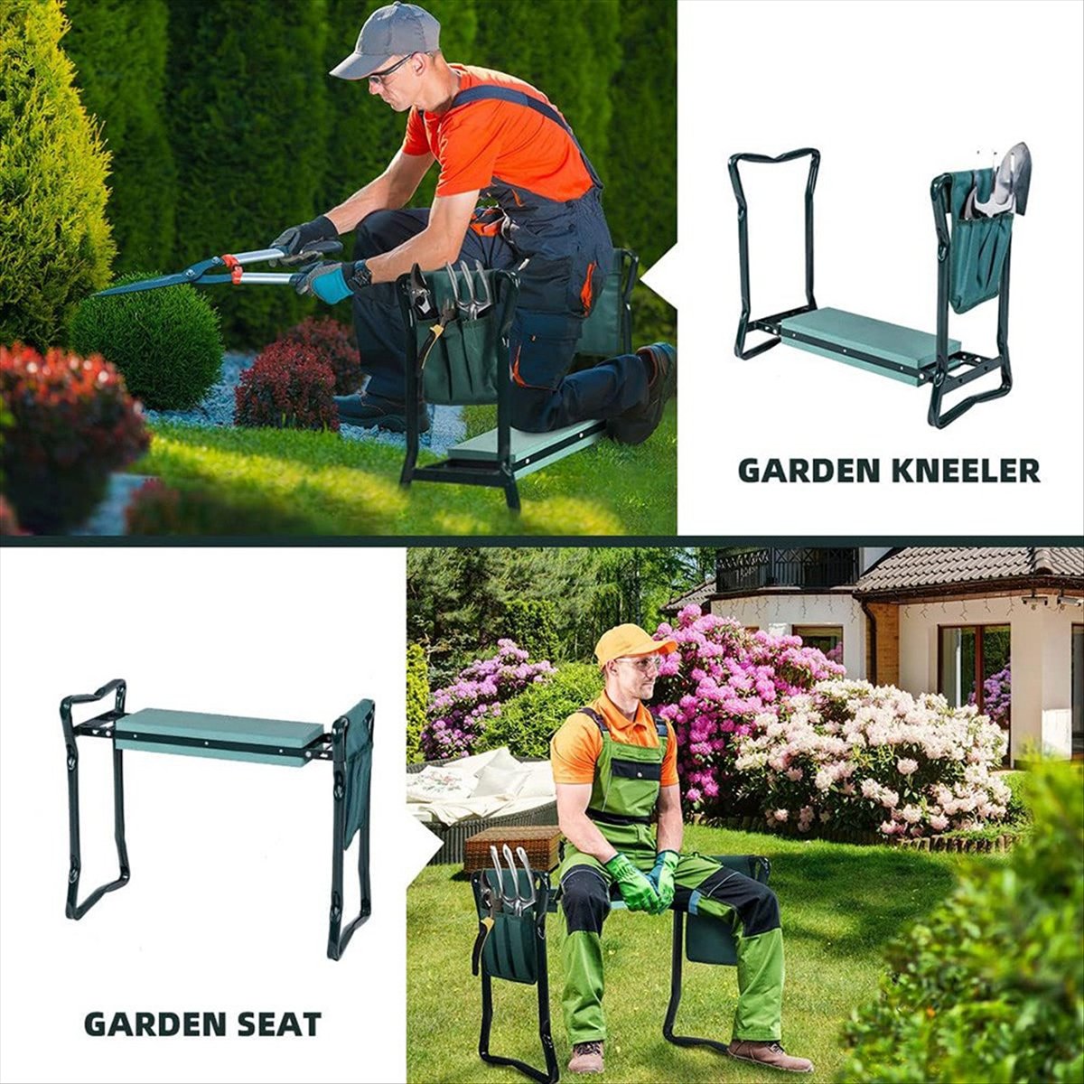 Gardening Tools For Seniors - B23BBG 2 w 1 Krzesło ogrodowe