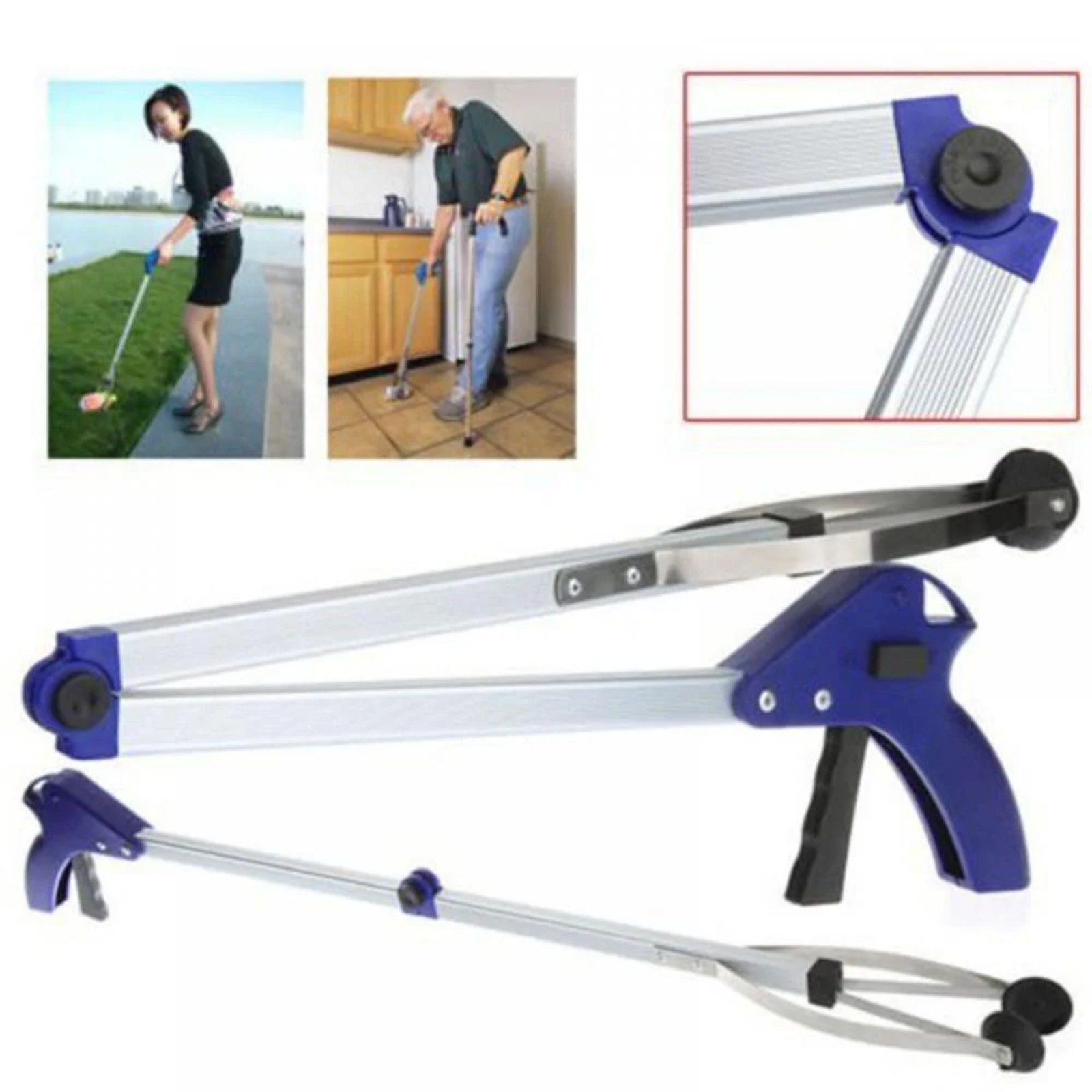Gardening Tools For Seniors - Długi Składany Gruby Aluminiowy Chwytak Pomocniczy