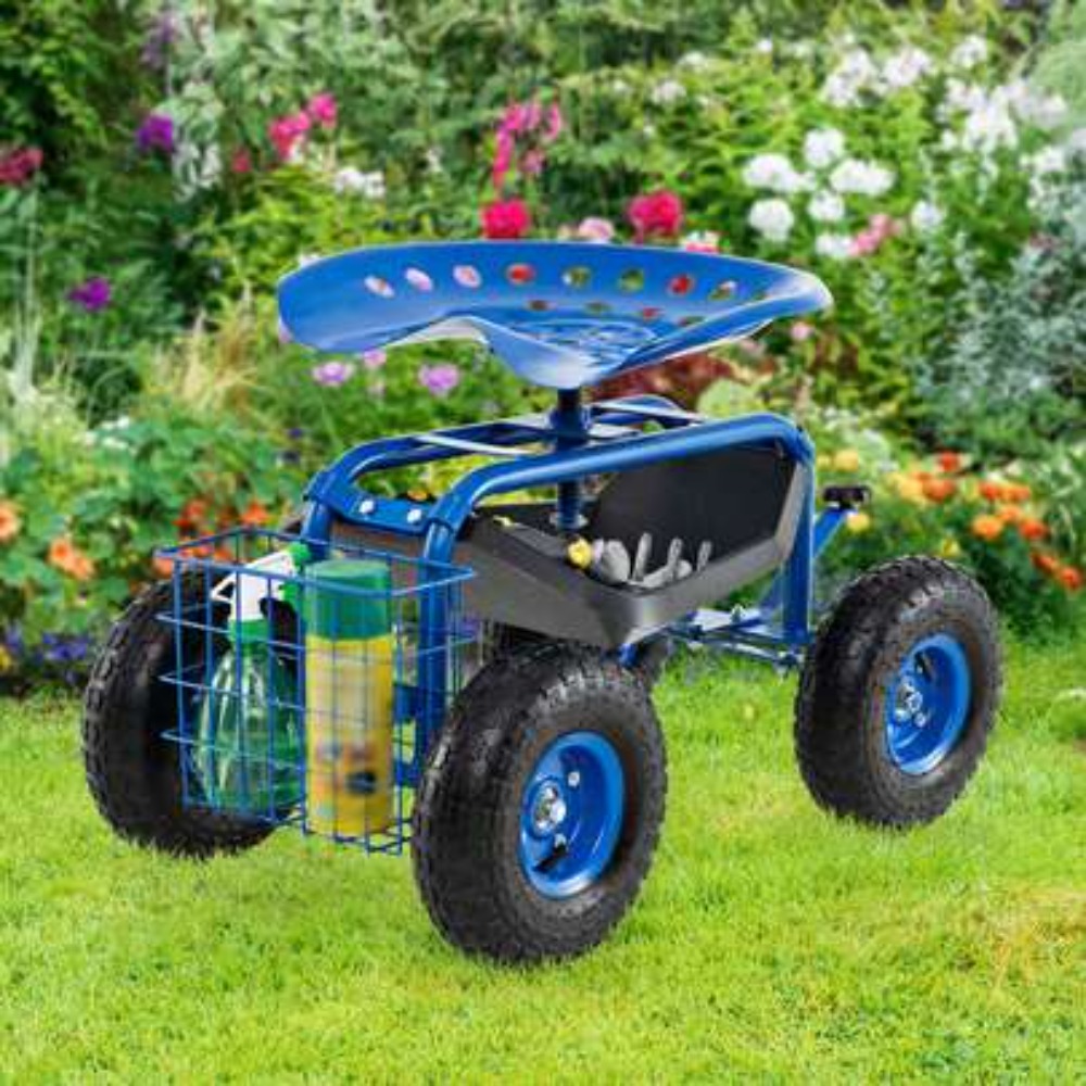 Gardening Tools For Seniors - Wózek ogrodowy z siedziskiem i tacą